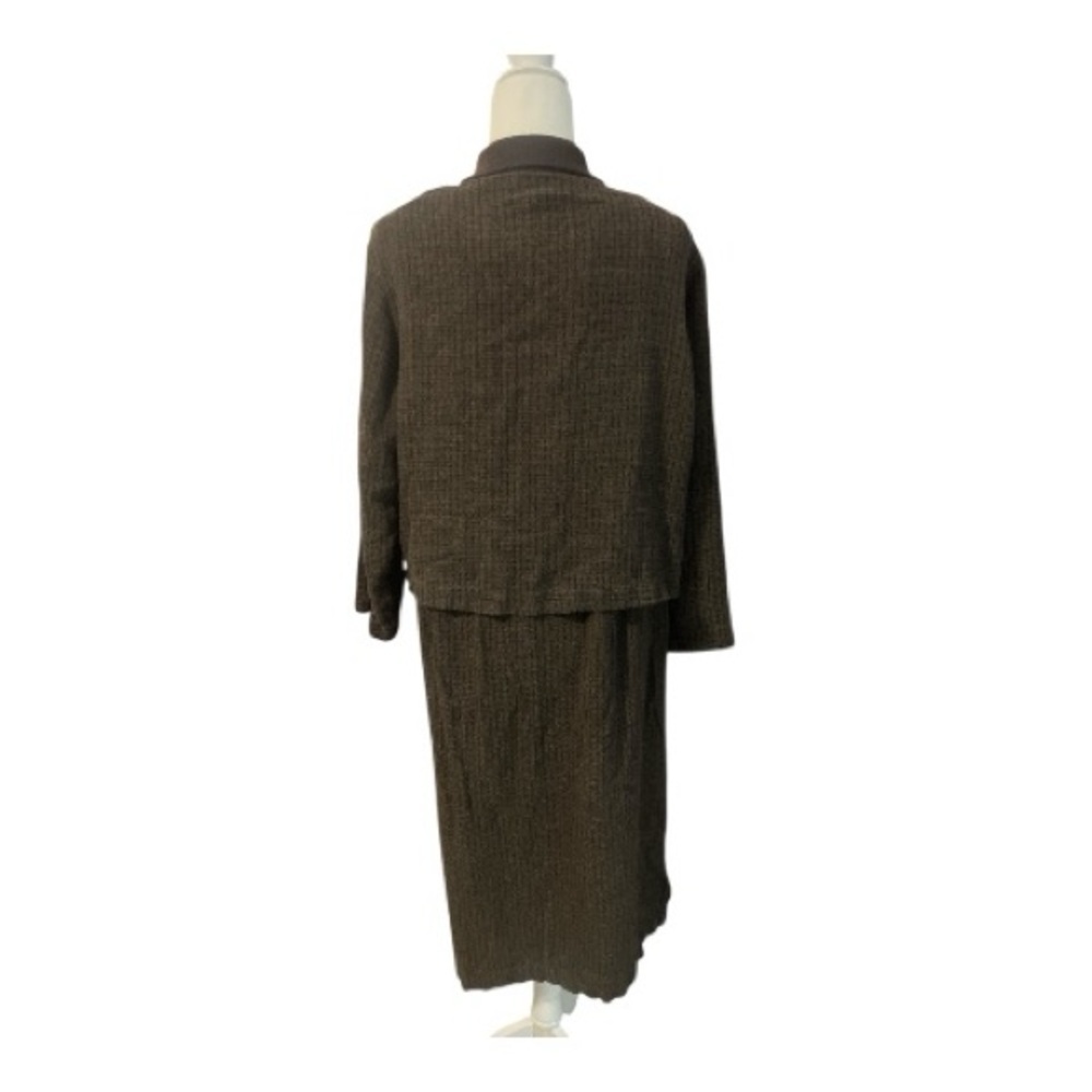 Vtg Sweet Jessie Brown Black Knit‎ 2pc Dress Jacket Set XL Lagenlook Cottagecore - Picture 4 of 6